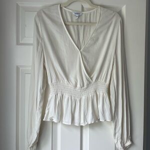 White Chiffon Blouse with Cinched Waist